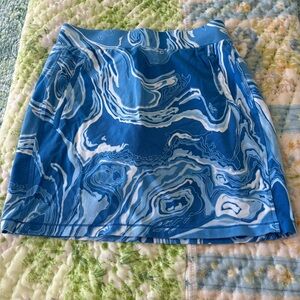 T by Talbots Blue and White Marble Print Athletic Skort